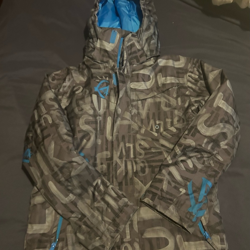 Quiksilver Blue and Gray Jacket with Hood